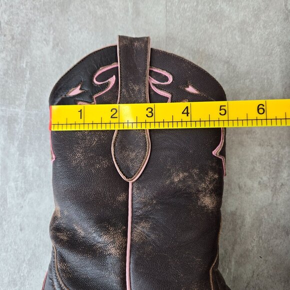 Old Gringo Western Boots 7.5 Brown Pink Distressed Pointed Toe Cowgirl Midcalf - Picture 11 of 12